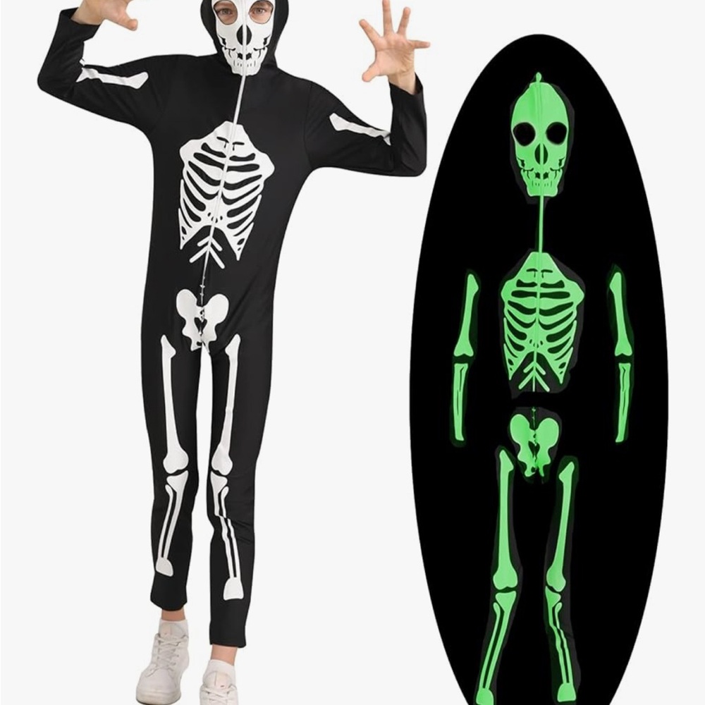 Glow-in-the-Dark Skeleton Kids Costume